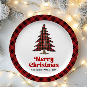 Cozy Farmhouse Buffalo Check Name Paper Plates