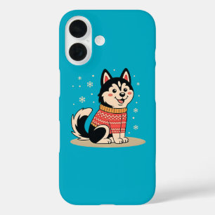 Cozy Festive Husky iPhone Case - Perfect Winter