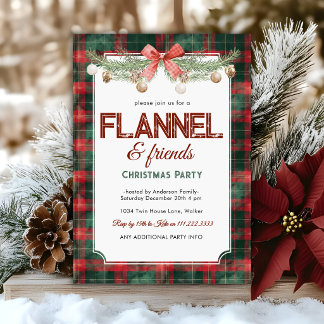 Cozy Flannel Friends Holiday Christmas Party Invitation