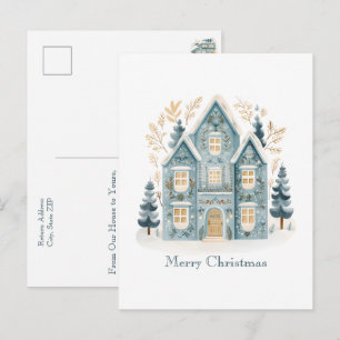Cozy Folk Art Holiday Houses Postcard