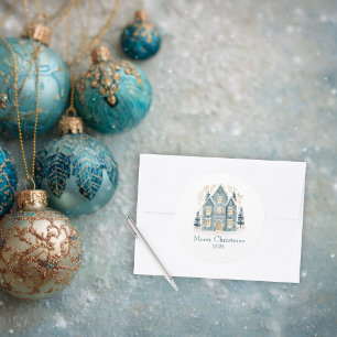 Cozy Folk Art Holiday Houses Sticker