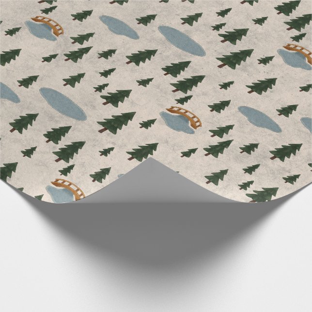 Cozy Forest Village Wrapping Paper (Corner)