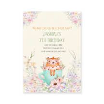 Cozy Fox Forest Magical Floral Birthday Invitation