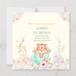 Cozy Fox Forest Magical Floral Birthday Invitation
