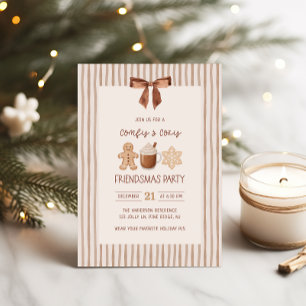 Cozy Friendsmas Striped Christmas Party Invitation