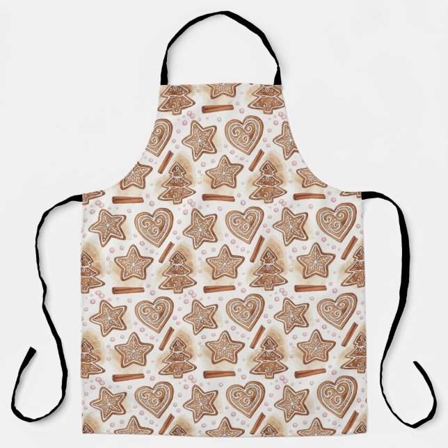 Cozy Gingerbread Cookie Seamless Pattern Apron (Front)