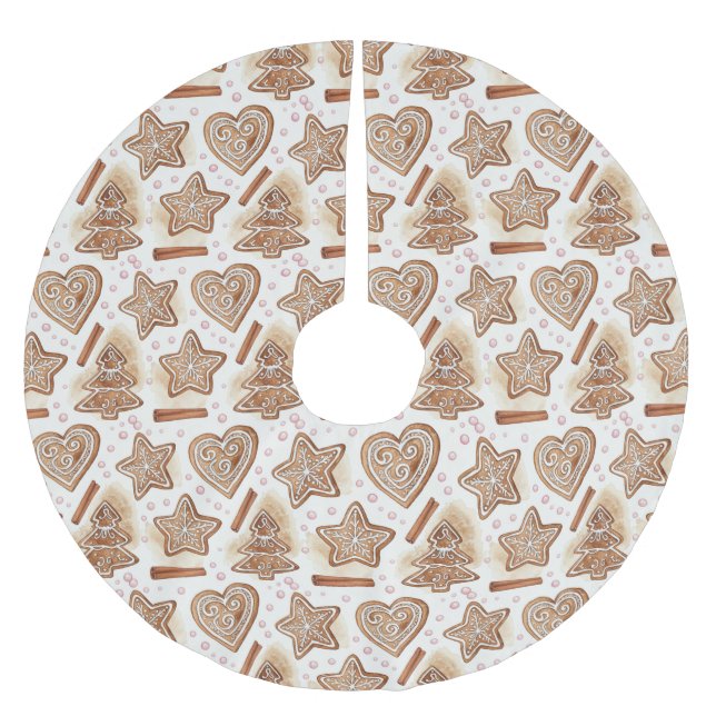 Cozy Gingerbread Cookie Seamless Pattern Brushed Polyester Tree Skirt (Front)