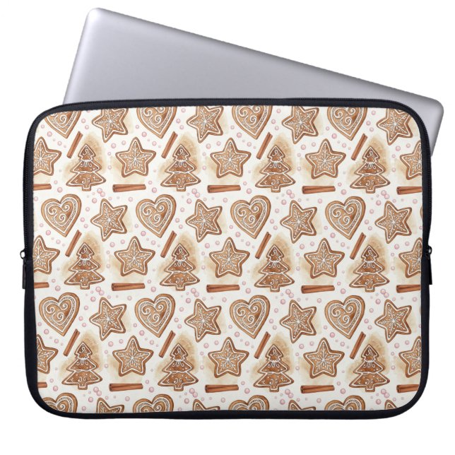 Cozy Gingerbread Cookie Seamless Pattern Laptop Sleeve (Front)