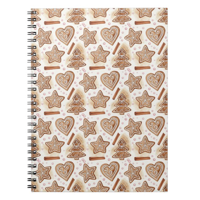Cozy Gingerbread Cookie Seamless Pattern Notebook (Front)