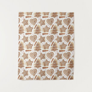 Cozy Gingerbread Cookie Seamless Pattern Tapestry