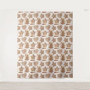 Cozy Gingerbread Cookie Seamless Pattern Tapestry