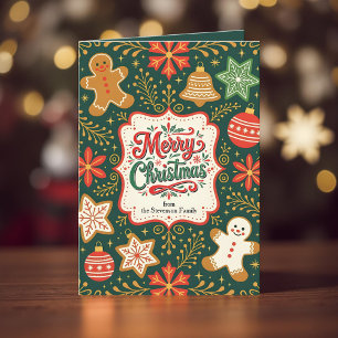 Cozy Gingerbread Cookies Merry Christmas Script Card