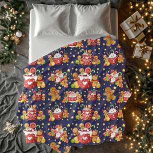 Cozy Gingerbread & Hot Cocoa Christmas Sherpa Blanket