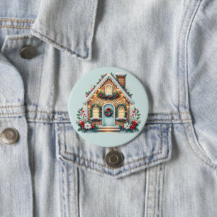Cozy Gingerbread House Holiday Illustration 7.5 Cm Round Badge