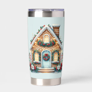 Cozy Gingerbread House Holiday Illustration Insulated Tumbler