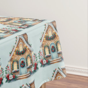 Cozy Gingerbread House Holiday Illustration Tablecloth