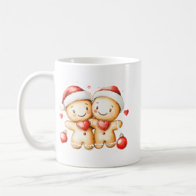 Cozy Gingerbread Man Hug | Festive Holiday Mug (Left)