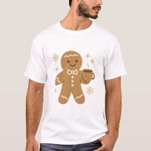 Cozy Gingerbread Man With Coffee Cup – Cute T-Shirt