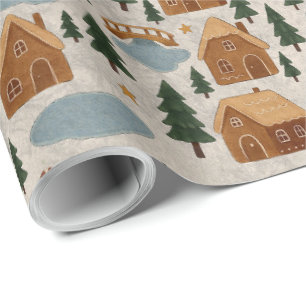 Cozy Gingerbread Village Wrapping Paper