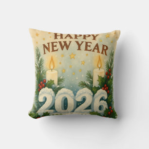 cozy happy new year throw pillow