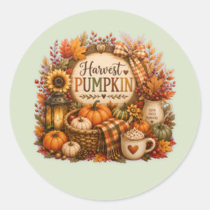 Cozy Harvest Pumpkin Classic Round Sticker