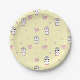 Cozy Heart Warming Penguin Paper Plate