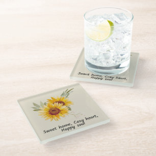 Cozy Heart With Sunflowers Coaster