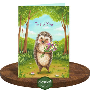 Cozy Hedgehog and Wildflowers Forest Thank You Card