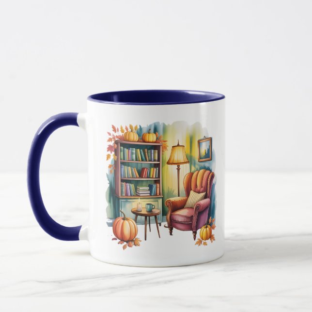 Cozy Home Reading Mug — Framed Wall & Book Shelf (Left)