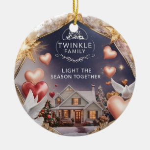 Cozy Home Twinkle Family Light the Season Together Ceramic Ornament