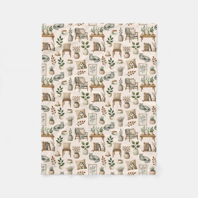 Cozy Hygge Design Fleece Blanket (Front)