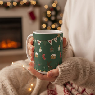 Cozy Hygge Holiday Reindeer & Gingerbread Mug