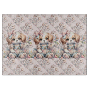 Cozy Kawaii Cottagecore Farmcore Puppy Style Cutting Board