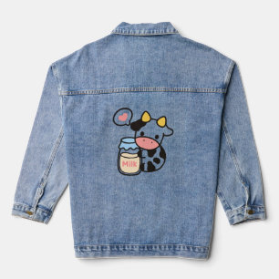 Cozy Kawaii Cow & Milk Jar Denim Jacket