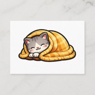 Cozy Kitten in Blanket Cute Kawaii Cat Business Calling Card