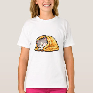 Cozy Kitten in Blanket Cute Kawaii Cat T-Shirt