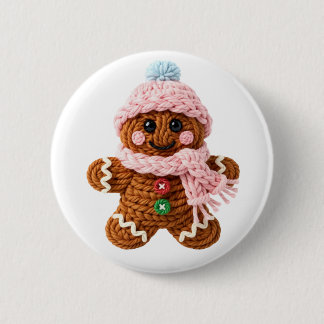 Cozy Knitted Gingerbread Winter Character 6 Cm Round Badge