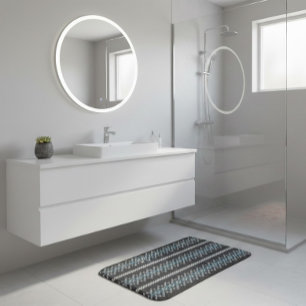 Cozy Knitted Pattern Black and Gray  Bath Mat