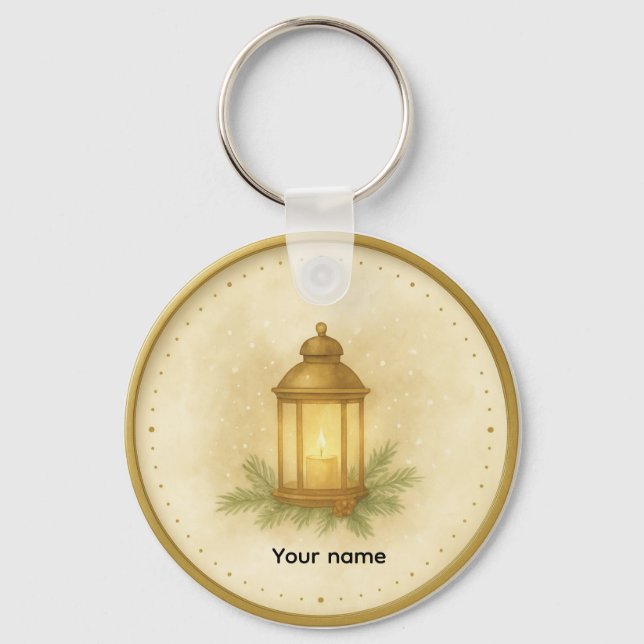 Cozy Lantern Winter Wall Clock – MerryMist Warm Gl Key Ring (Front)