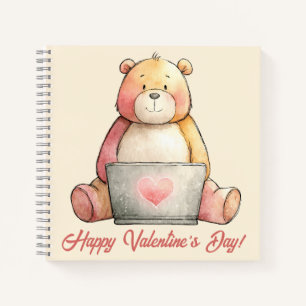 Cozy Laptop Bear Valentine`s Day Notebook