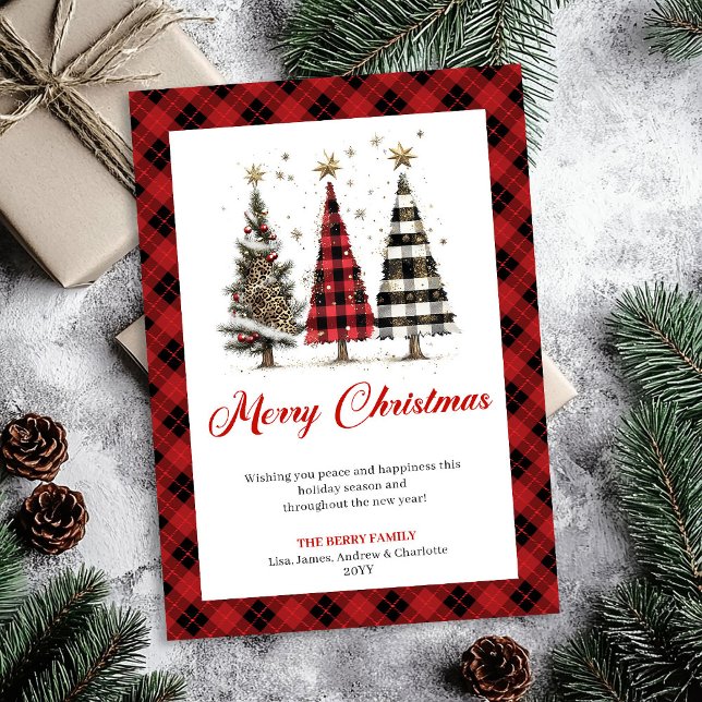 Cozy Leopard Print Christmas Tree Watercolor Card (Cozy Leopard Print Christmas Tree Watercolor Card)