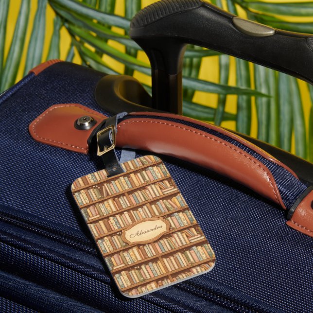 Cozy Library Bookshelf Luggage Tag (Front Insitu 1)