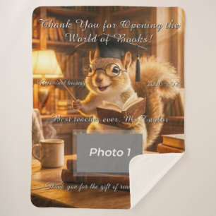 Cozy Library Squirrel Teacher Appreciation Blanket