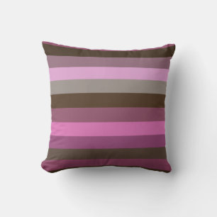 Cozy Mauve & Chocolate Retro Stripe Pattern Cushion