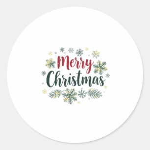 Cozy Merry Christmas Winter Wonderland Design Classic Round Sticker
