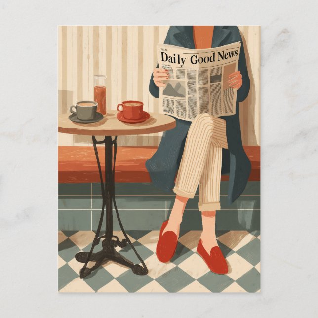 Cozy Morning Coffee and News Postcard