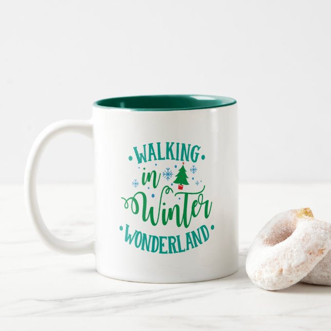 Cozy mug, simple winter design Two-Tone coffee mug (With Donut)