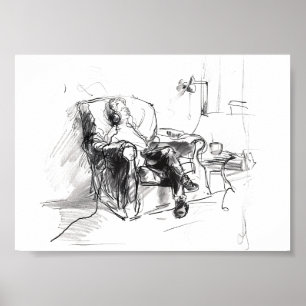 Cozy Music Moment – Vintage Sketch of Relaxation Poster
