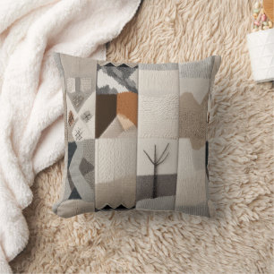 Cozy neutral patchwork cushion
