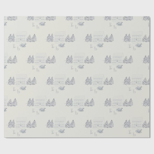 Cozy New England Christmas Home (Small Scale) Wrapping Paper (Flat)